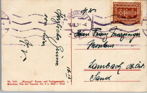 14673 - Tirol - Innsbruck gegen den Patscherkofel u. Glungezer - gelaufen 1923