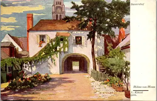 14682 - Künstlerkarte - Bauernhof , Liesl Kinzel , Helene von Kraus  - nicht gelaufen