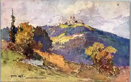 14688 - Künstlerkarte - Urfahr Pöstlingberg , signiert Fritz Lach 1907 - gelaufen