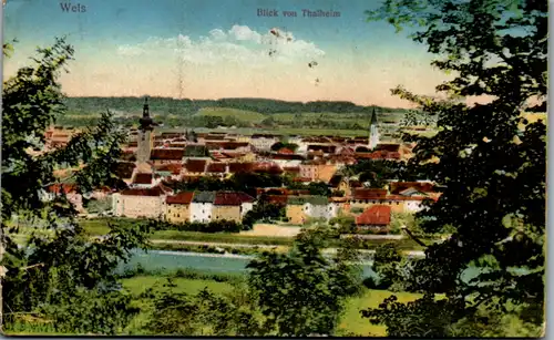 14695 - Oberösterreich - Wels , Blick von Thalheim - gelaufen 1920
