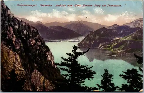 14699 - Oberösterreich - Gmunden , Ausblick vom Hans Hernler Steig am Traunstein  - nicht gelaufen 1907