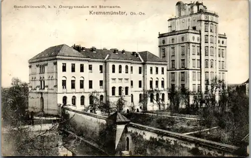 14701 - Oberösterreich - Kremsmünster , Benediktinerstift , K. k. Obergymnasium mit Sternwarte - gelaufen 1916