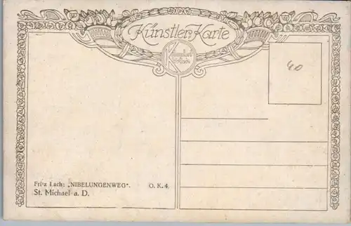 14725 - Künstlerkarte - St. Michael an der Donau , Nibelungenweg , signiert Fritz Lach - nicht gelaufen