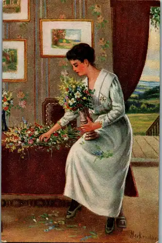 14747 - Künstlerkarte - Feldblumen , signiert Heckendorn - gelaufen 1922