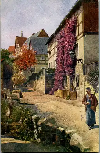 14751 - Künstlerkarte - Straßenpartie - gelaufen 1922