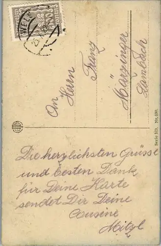 14751 - Künstlerkarte - Straßenpartie - gelaufen 1922