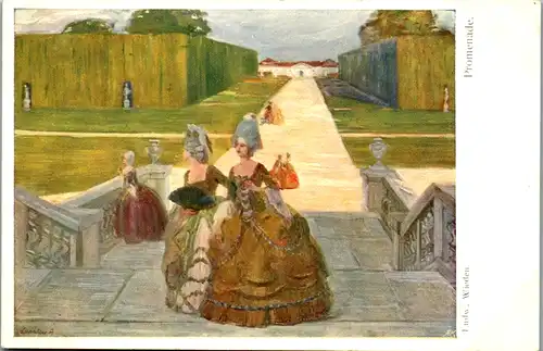 14780 - Künstlerkarte - Promenade , signiert Ludwig Wieden - nicht gelaufen