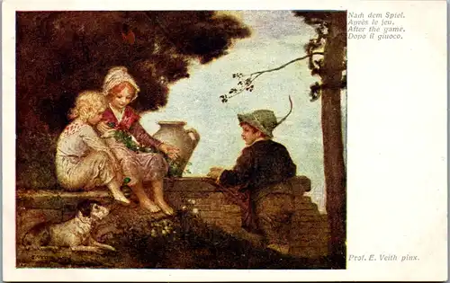 14784 - Künstlerkarte - Nach dem Spiel , Apres le jeu , signiert Prof. E. Veith - nicht gelaufen