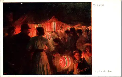 14792 - Künstlerkarte - Volksfest , Hans Larwin  - nicht gelaufen