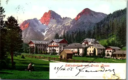 13422 - Italien - Schluderbach mit Croda Rossa - gelaufen 1905