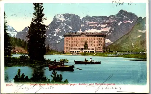 13424 - Italien - Grand Hotel Misurina gegen Antelao und Sorapissgruppe - gelaufen 1905