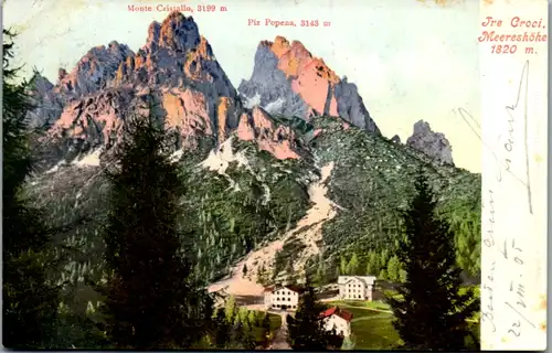 13425 - Italien - Tre Croci , Monte Cristallo , Piz Popena - gelaufen 1905