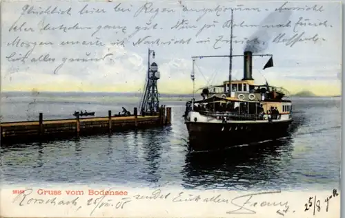 13428 - Schweiz - Gruß vom Bodensee , Dampfer , Schiff - gelaufen 1905