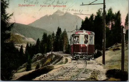 13429 - Tirol - Stubaital , Stubaitalbahn , Partie mit Serlesspitze - gelaufen 1905