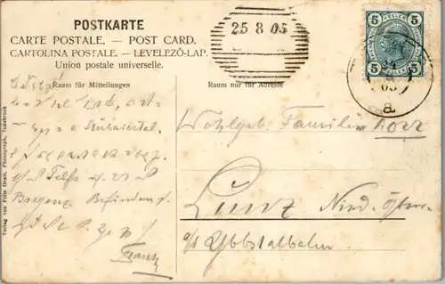 13429 - Tirol - Stubaital , Stubaitalbahn , Partie mit Serlesspitze - gelaufen 1905