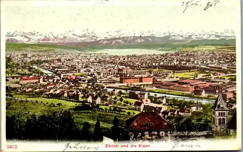13431 - Schweiz - Zürich und die Alpen - gelaufen 1905
