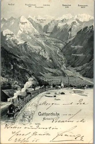 13433 - Schweiz - Gotthardbahn , Nordseite - gelaufen 1905