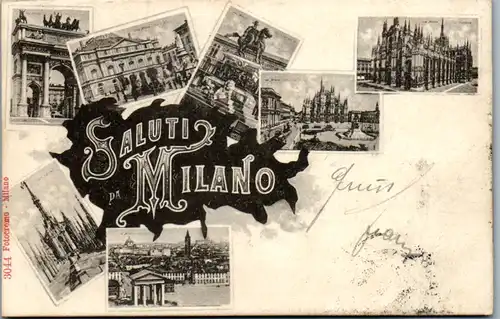 13440 - Italien - Milano , Saluti , Mehrbildkarte - gelaufen 1905