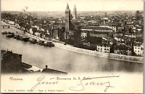 13443 - Italien - Verona , Panorama da S. Pietro - gelaufen 1905