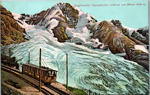 13453 - Schweiz - Jungfraubahn , Eigergletscher und Mönch - gelaufen 1907