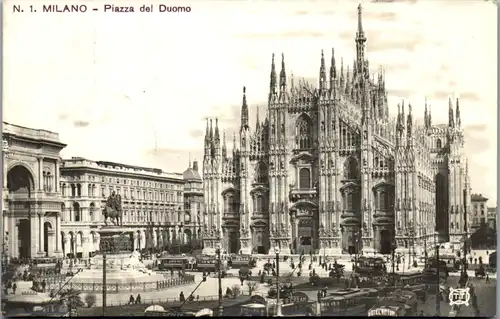 13457 - Italien - Milano , Mailand , Piazza del Duomo - gelaufen 1907