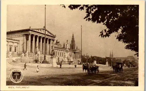 13486 - Wien - Parlament , Fiaker , Pferdewagen , Deutscher Schulverein - nicht gelaufen