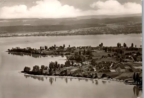 13495 - Deutschland - Insel Reichenau , Bodensee , Niederzell , Luftbild gegen Westende der Insel - gelaufen 1960