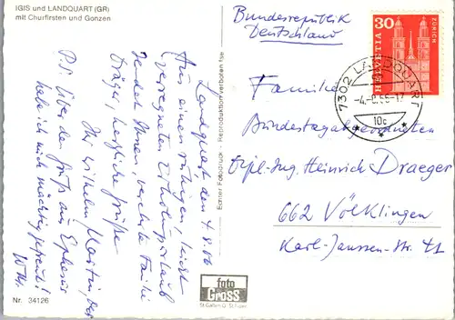 13503 - Schweiz - Igis und Landquart mit Churfirsten und Gonzen - gelaufen 1966