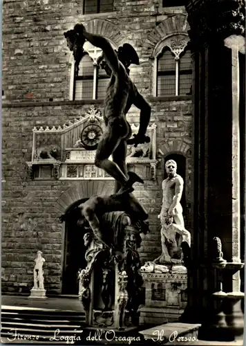 13534 - Italien - Firenze , Loggia dell'Orcagna , Il Perseo , Perseus  - gelaufen 1958