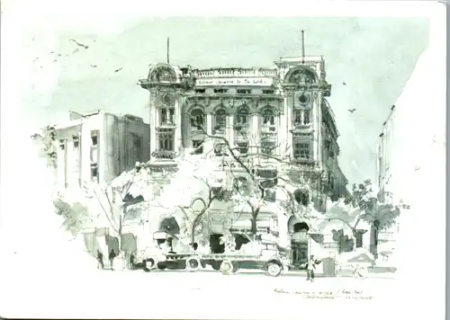 13543 - Künstlerkarte - India , Kolkata , Balmer Lawrie Building , signiert Samir Biswas - gelaufen