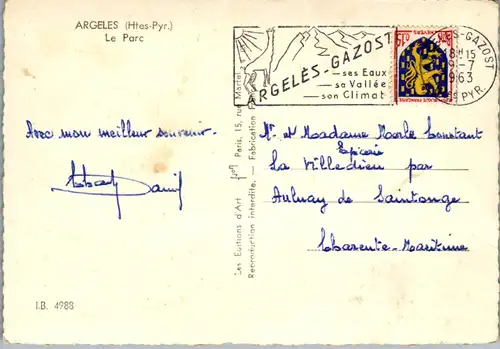 13547 - Frankreich - Argeles , Le Parc - gelaufen 1963