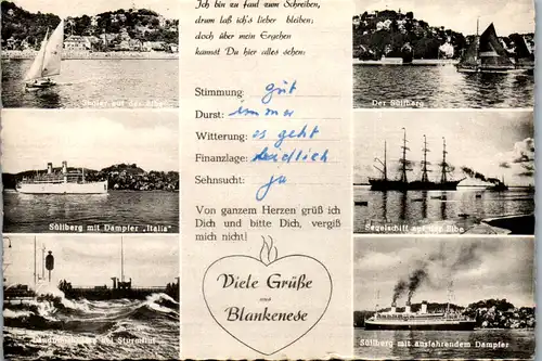 13561 - Deutschland - Blankenese , Süliberg , Dampfer Italia , Sturmflut , Mehrbildkarte - gelaufen