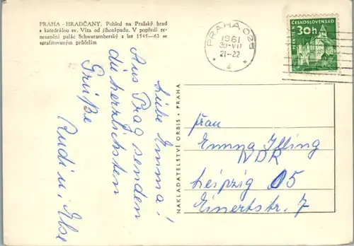 13562 - Tschechische Republik - Praha , Prag , Hradcany , Pohled na Prazsky hrad - gelaufen 1961