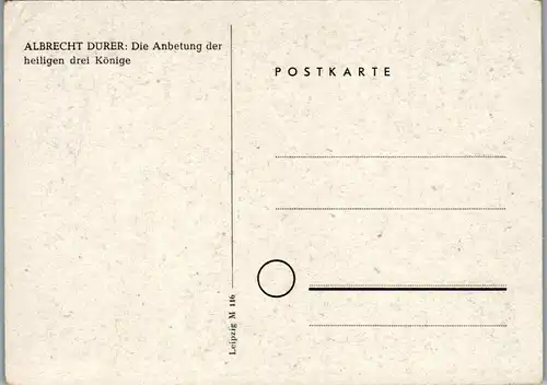 13614 - Künstlerkarte - Albrecht Dürrer , Die Anbetung der heiligen drei Könige - nicht gelaufen