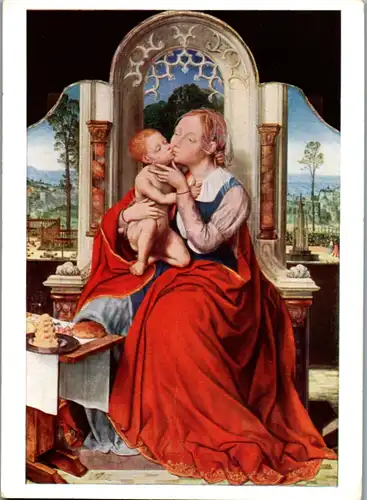 13615 - Künstlerkarte - Quinten Massys , Thronende Madonna mit dem Kinde - nicht gelaufen