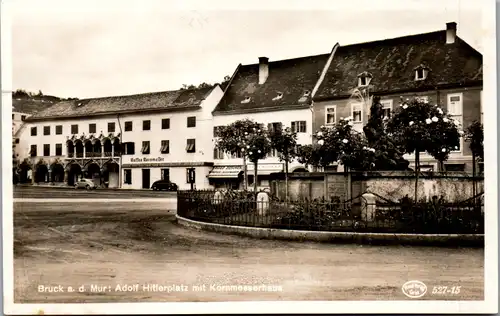 14798 - Steiermark - Bruck an der Mur , Adolf Hitler Platz mit Kornmesserhaus - gelaufen 1943