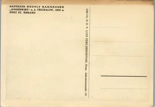14825 - Steiermark - Sankt Erhard , Gasthaus Rudolf Baumegger , Angerwirt an der Teichalpe - nicht gelaufen