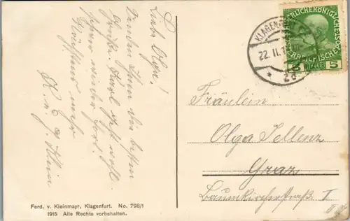 14842 - Kärnten - Klagenfurt mit Hochobir - gelaufen 1915