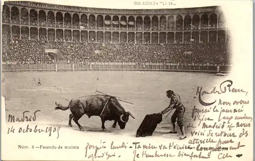 14849 -  - Corrida , Pasando de muelta - gelaufen 1909 , Stierkampf