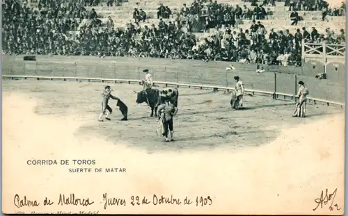 14862 -  - Corrida de Toros , Suerte de Matar  - gelaufen 1903 , Stierkampf
