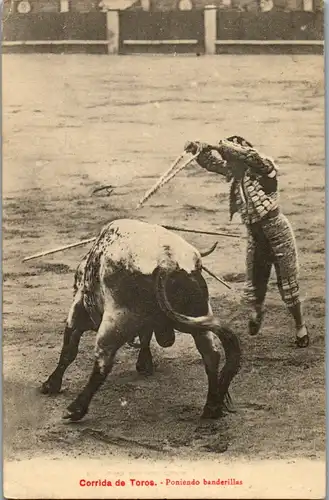 14868 -  - Corrida de Toros , Poniendo banderillas - gelaufen 1911 , Stierkampf