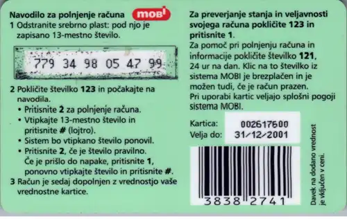 15127 - Slowenien - Mobitel , Mobi , Cuk , Athene noctua , Eule