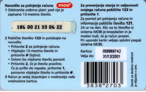15128 - Slowenien - Mobitel , Mobi , Kosec , Crex