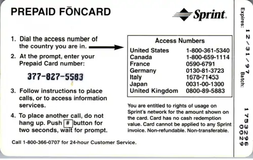 15248 - USA - Sprint Prepaid Foncard