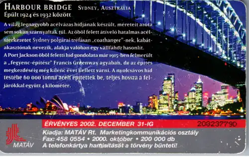 15507 - Ungarn - Harbour Bridge , Sydney Australia