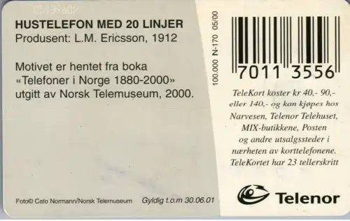 15556 - Norwegen - 1912 , Hustelefon Med 20 Linjer , Ericsson