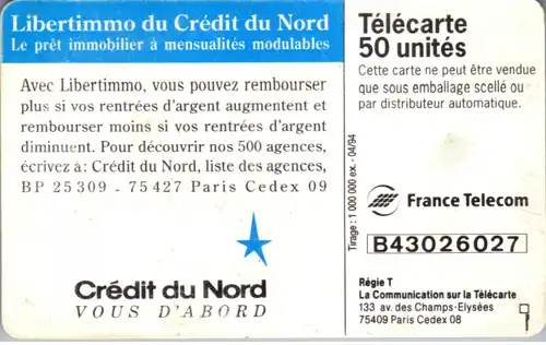 15677 - Frankreich - Pret immobilier Libertimmo , Credit du Nord