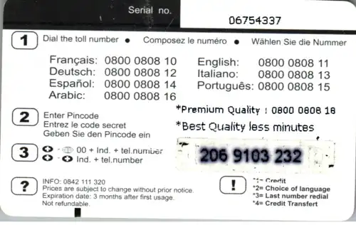 15724 - Schweiz - Alo Prepaid Phone Card