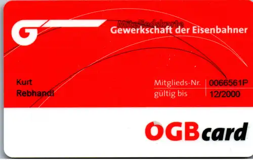 15739 -  - ÖGB Card , Gewerkschaft der Eisenbanhner