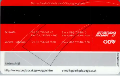 15739 -  - ÖGB Card , Gewerkschaft der Eisenbanhner